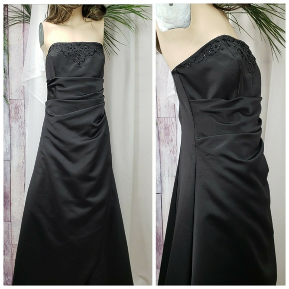 Black Satin • Embellished Bust • Strapless Gown - Picture 11 of 11